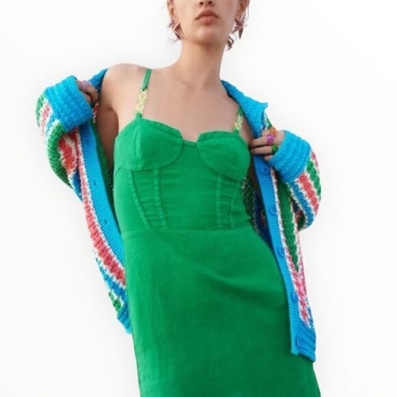 ZARA | Green | CHAIN STRAP MINI DRESS - Picture 6 of 6